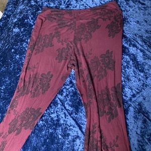 Wide leg purple flower pants